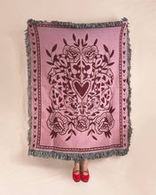 Load image into Gallery viewer, Pink cats woven tapestry blanket