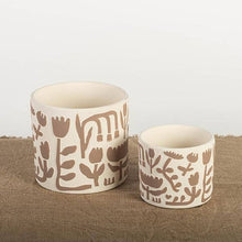 Load image into Gallery viewer, Terracotta Flower Pot, Simplified Flowers, Set of 2
