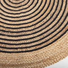 Load image into Gallery viewer, 3' x 3' Round Jute Rug, Black and Brown, Circular Pattern

