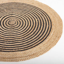 Load image into Gallery viewer, 3' x 3' Round Jute Rug, Black and Brown, Circular Pattern
