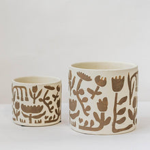 Load image into Gallery viewer, Terracotta Flower Pot, Simplified Flowers, Set of 2
