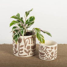 Load image into Gallery viewer, Terracotta Flower Pot, Simplified Flowers, Set of 2
