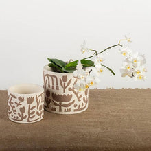 Load image into Gallery viewer, Terracotta Flower Pot, Simplified Flowers, Set of 2
